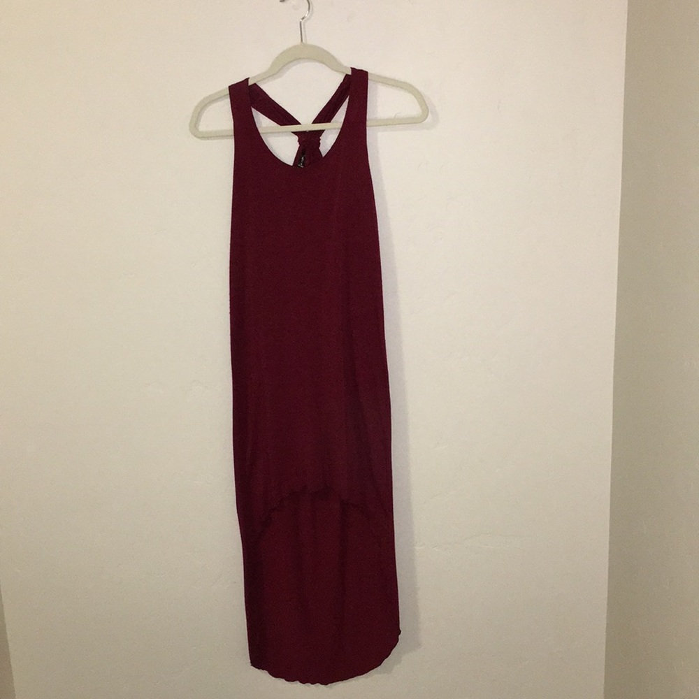 Midi High-Low Tank Maroon Dress